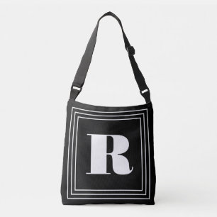 3 Rahmen Monogramm Schwarz & Weiß Tragetaschen Mit Langen Trägern