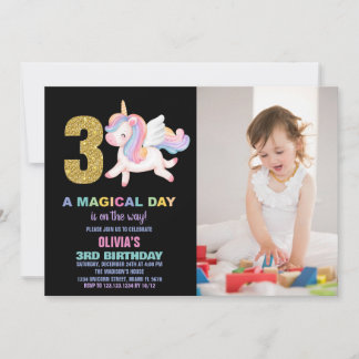 3. Rainbow Unicorn Geburtstag Einladungen Foto