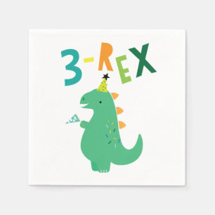 3-Rex Dinosaur 3. Geburtstag Party Napkins Serviette