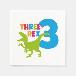 3 Rex Dinosaur Thema Dritter Geburtstag Serviette