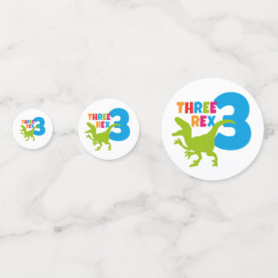 3 Rex Dinosaurier Thema Dritter Geburtstag Foto Konfetti