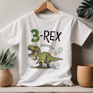 3. Rex Niedlich Dinosaurier Thema 3. Geburtstag Pa Kleinkind T-shirt