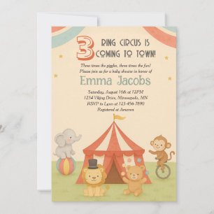 3 Ring Circus Drilling-Baby-Einladung Einladung