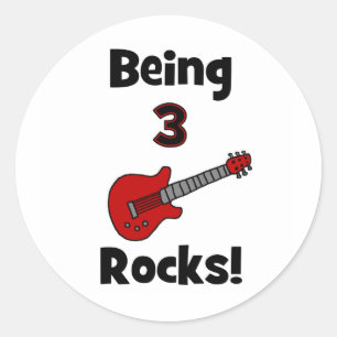 3 Rocks! Mit Guitar Rockstar Rocker Runder Aufkleber
