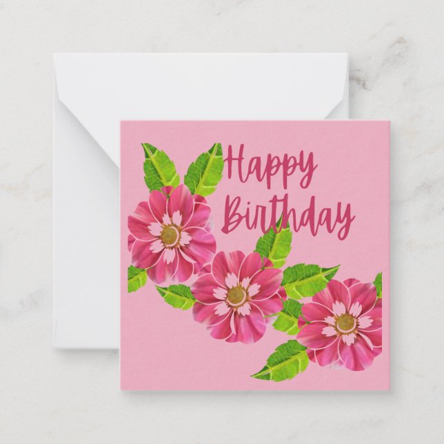 3 Rosa Blume Geburtstag wünscht Note Card Mitteilungskarte (Vorderseite)