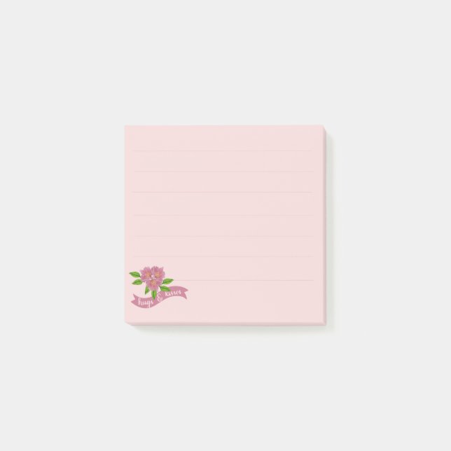 3 rosa Blumen Post-it-Notizen Post-it Klebezettel (Vorderseite)