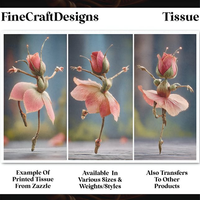 3 Rosa Rose Fairy Ballerinas DJ8R Decoupage Seidenpapier (Von Creator hochgeladen)
