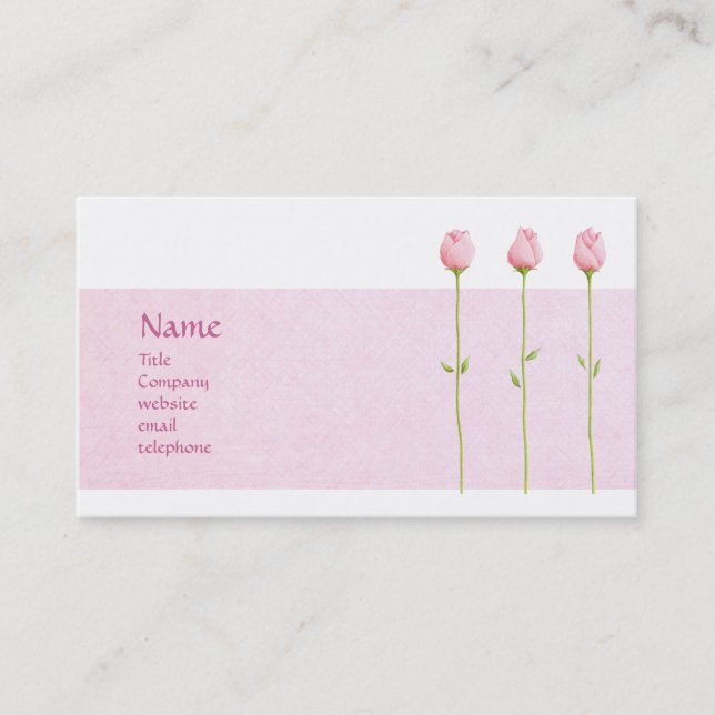3 Rosa Rosenknospe Visitenkarte (Vorderseite)