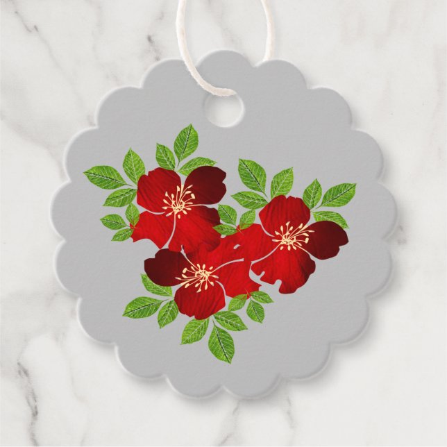 3 Rote Blume - Geschenktasten Geschenkanhänger (Vorderseite)