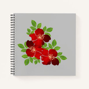 3 rote Blumen Notizbuch