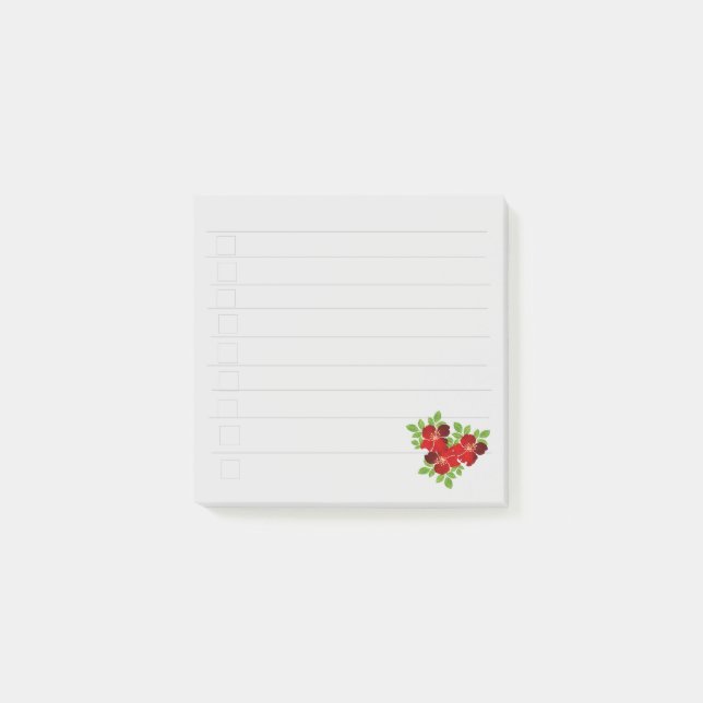 3 rote Blumen Post-it Notizen (Vorderseite)