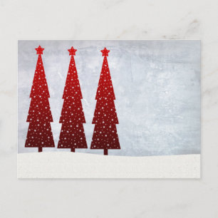 3 Rote Weihnachtsbäume Feiertagspostkarte