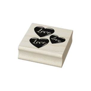 3 Rotes Herz geformt, Liebe, Liebe, Liebe Herzen, Gummistempel