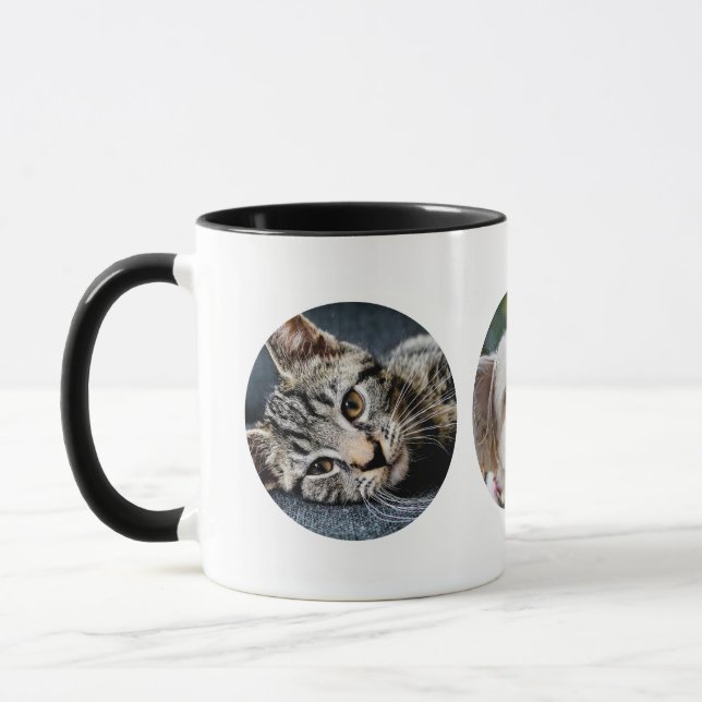 3 RUNDE Fotos machen Ihre eigene Tasse New Pet Cat (Links)