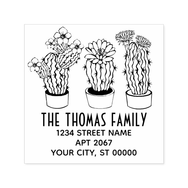 3 Rustikale Kaktus Pflanze Name Rücksendeadresse Permastempel (Design)