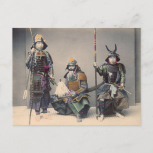3 Samurai im Vintagen Foto von Armor Postkarte