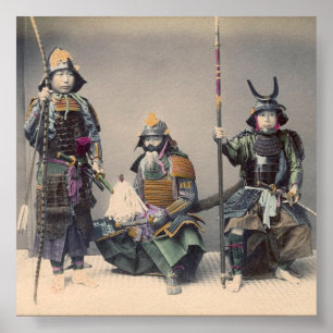 3 Samurai in Rüstung mit Waffenposter Poster