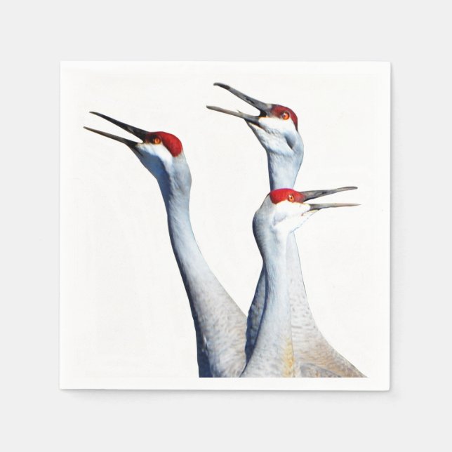 3 Sandhill Cranes Foto Paper Napkins Serviette (Vorderseite)