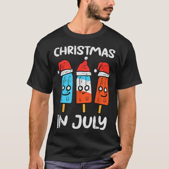 3 Santa Popsicles Christmas In July Cute Summer Xm T-Shirt (Vorderseite)