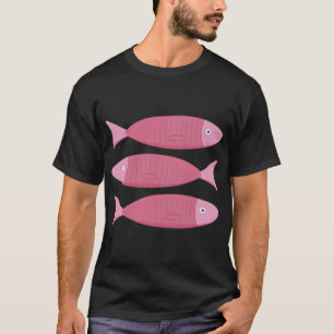3 Sardinen-Fischillustration in Rosa T-Shirt