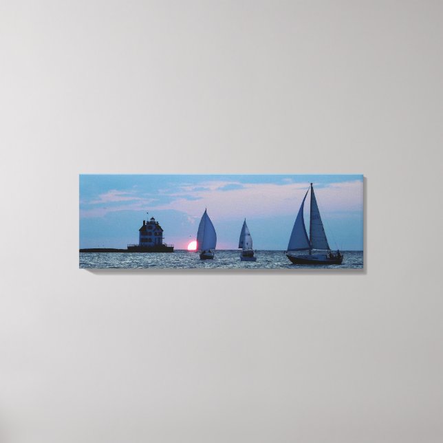 3 Schiffe bei Sunset Wrapped Canvas Print 36 x 12 Leinwanddruck (Vorderseite)