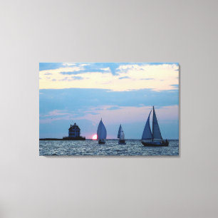 3 Schiffe bei Sunset Wrapped Canvas Print Leinwanddruck