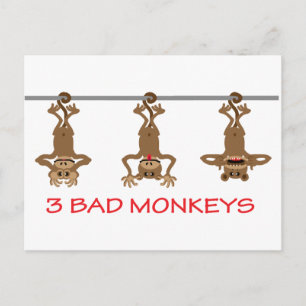 3 Schlechte Affen Postkarte