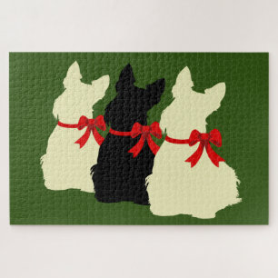3 Schottischer Terrier schwarze Silhouette /1014 S Puzzle