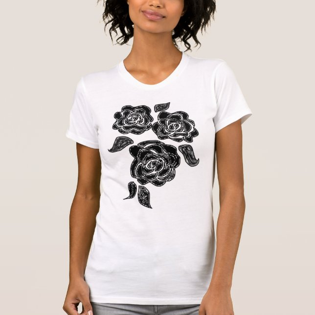 3 schwarze Rosen T-Shirt (Vorderseite)