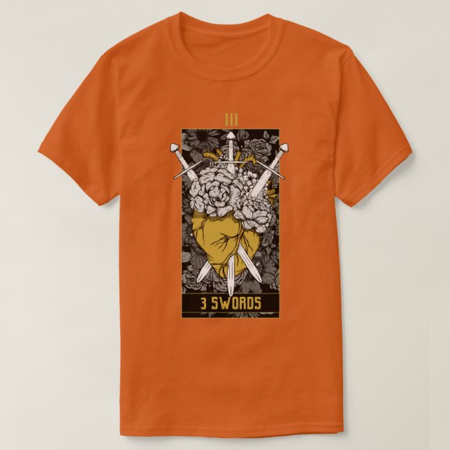 3 Schwerter Tarot Card Gold T-Shirt (Design vorne)