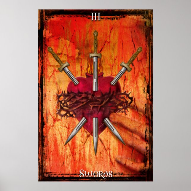 3 Schwerter Tarot Print Poster (Vorne)