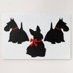 3 Scottish Terrier Black Silhouette/1014 Stück Puzzle