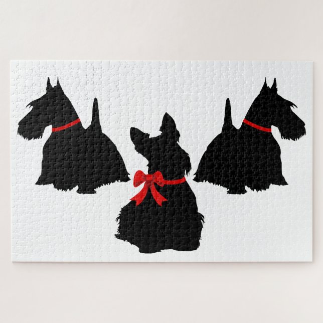 3 Scottish Terrier Black Silhouette/1014 Stück Puzzle (Horizontal)