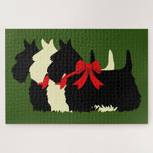 3 Scottish Terrier Black Silhouette/1014 Stück Puzzle (Horizontal)
