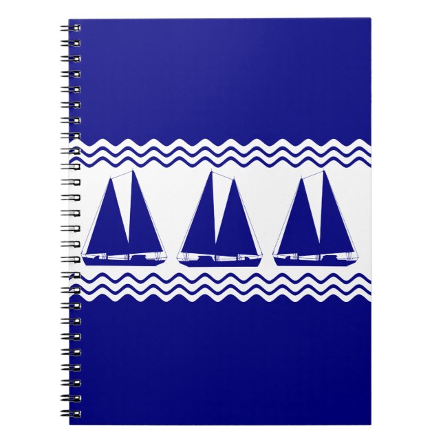 3 Segelboote der Marine, blau und weiß Notizblock (Vorderseite)