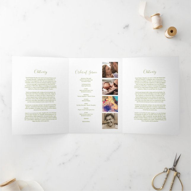 3 Seite Beerdigungsauftrag | Memorial Dreifach Gefaltete Einladung (Innenseite)