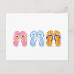 3 Seiten der Flip-Flops-Postkarte Postkarte