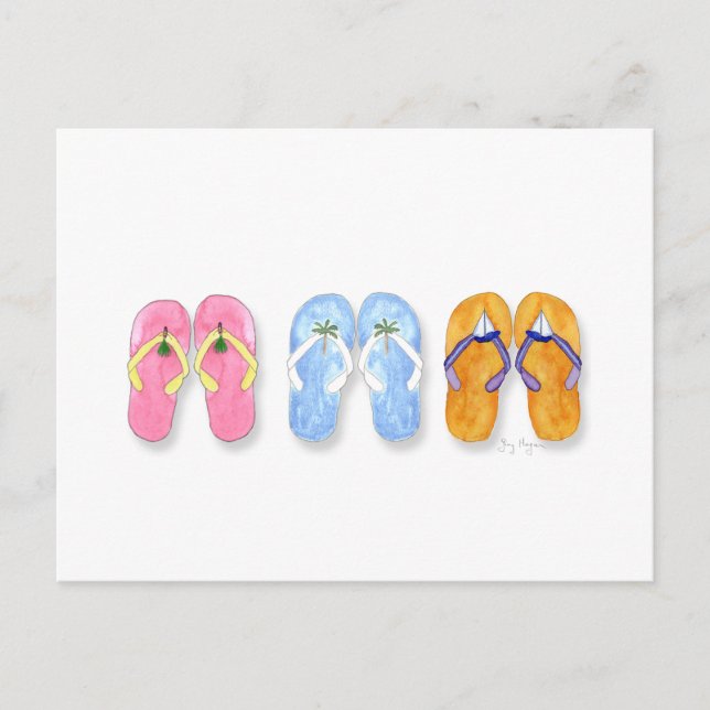 3 Seiten der Flip-Flops-Postkarte Postkarte (Vorderseite)