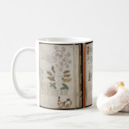 3 Seiten des Voynich-Manuskripts Botanischer Kodex Kaffeetasse