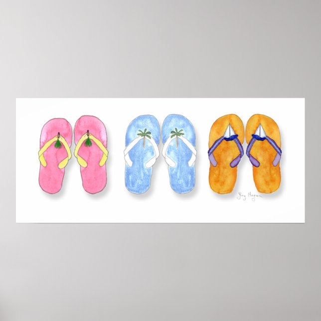 3 Seiten von Flip-Flops-Postern und -Druckern Poster (Vorne)