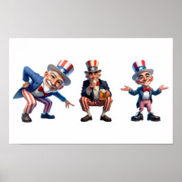 3 Senioren in der Kleidung von Uncle Sam Poster