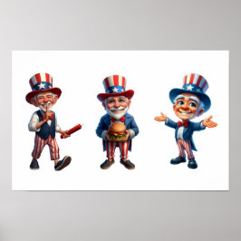 3 Senioren in der Kleidung von Uncle Sam Poster