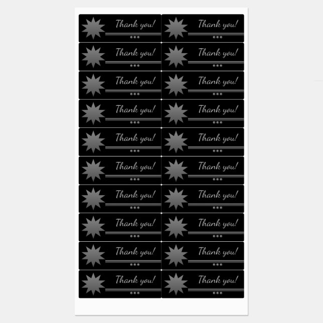 3 Silver Text Black spenden Danke Labels Etiketten (Blatt)
