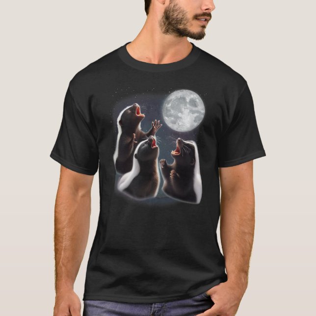 3 Skunk Howling At The Moon Funny Skunk Animal Lov T-Shirt (Vorderseite)
