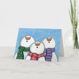 3 Snowmen Grußkarte Feiertagskarte