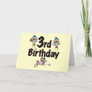 3. Sock Monkey Baseball Geburtstag Karte