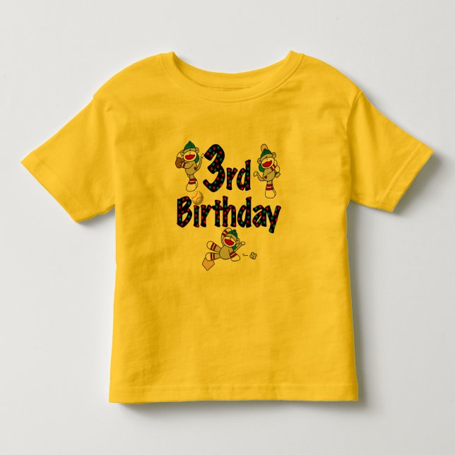3. Socken-Affe-Baseball-Geburtstag Kleinkind T-shirt (Vorderseite)