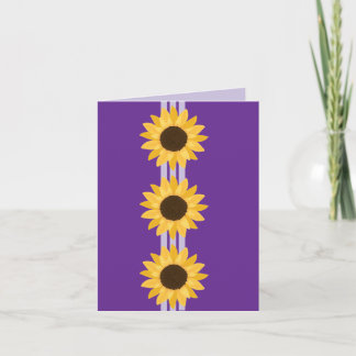 3 Sonnenblumen auf Lila Karte