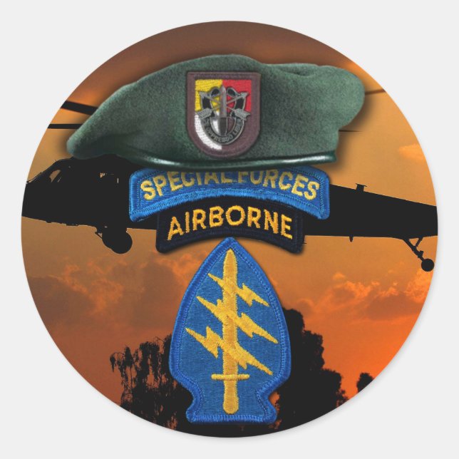 3. Spezialeinheiten Grüne Berets SF SFG SOF Vetera Runder Aufkleber (Vorderseite)
