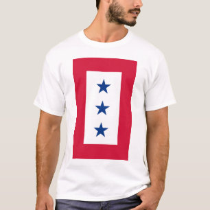 3-Stern blauer Stern-Service-Fahnen-T - Shirt